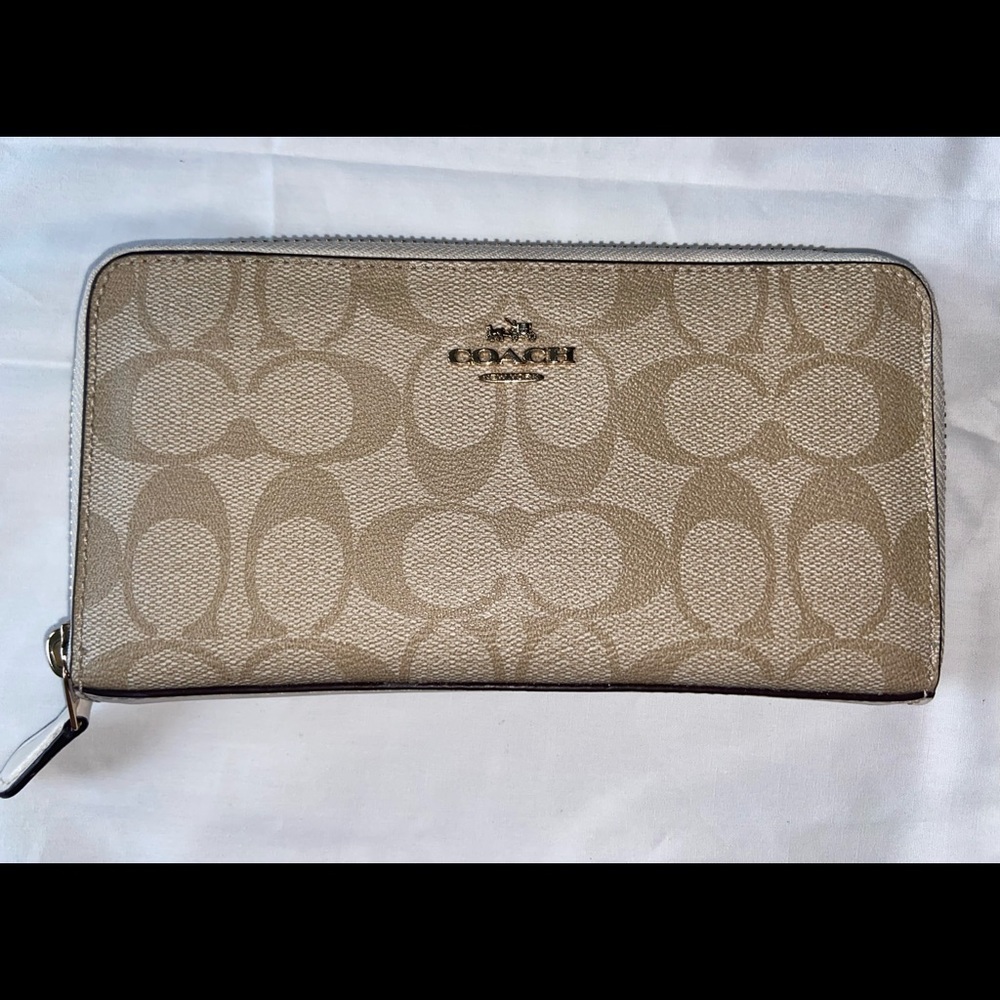 Coach Monogram Leather Long Zip Around Wallet